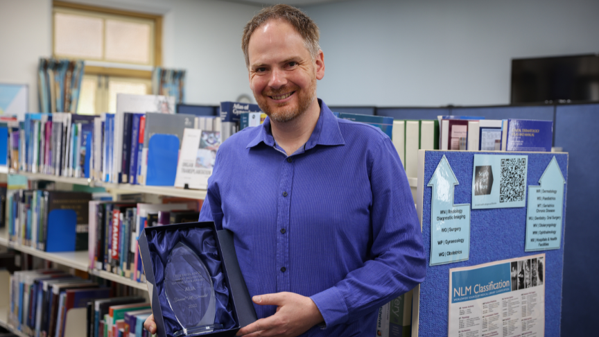 Toowoomba Hospital Librarian and award recipient, Daniel McDonald