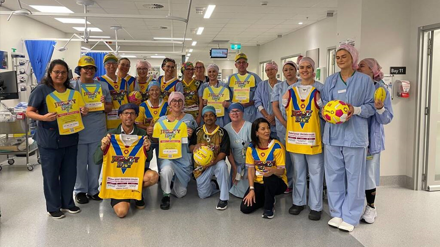 The theatre team at the Sunshine Coast University Hospital supporting DonateLife Jersey Day.