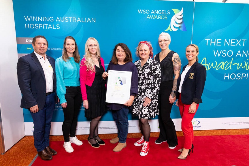 Sunshine Coast Health staff accept a Gold Status Award, under the World Stroke Organization (WSO) Angels Awards.