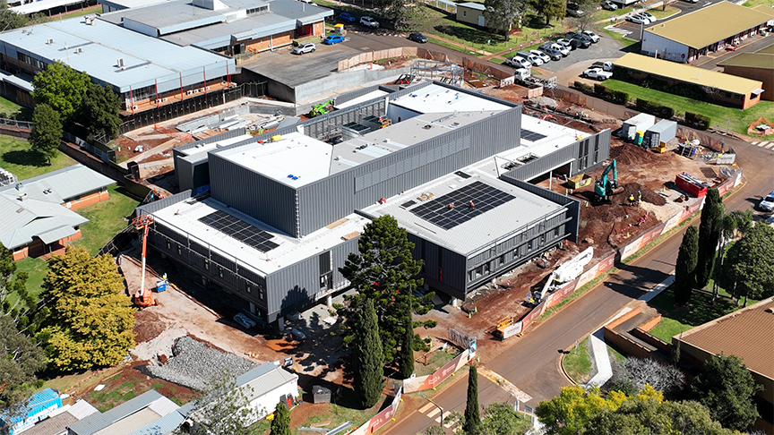 A bird's-eye view of the new Toowoomba Day Surgery at the Baillie Henderson Hospital Campus