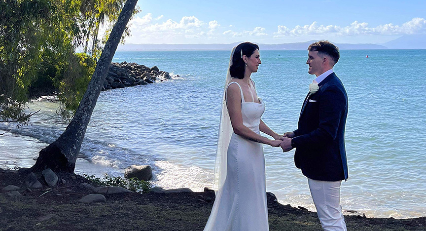 Enya and Sean were married at Port Douglas, after a slight detour to Mossman Hospital the previous day.